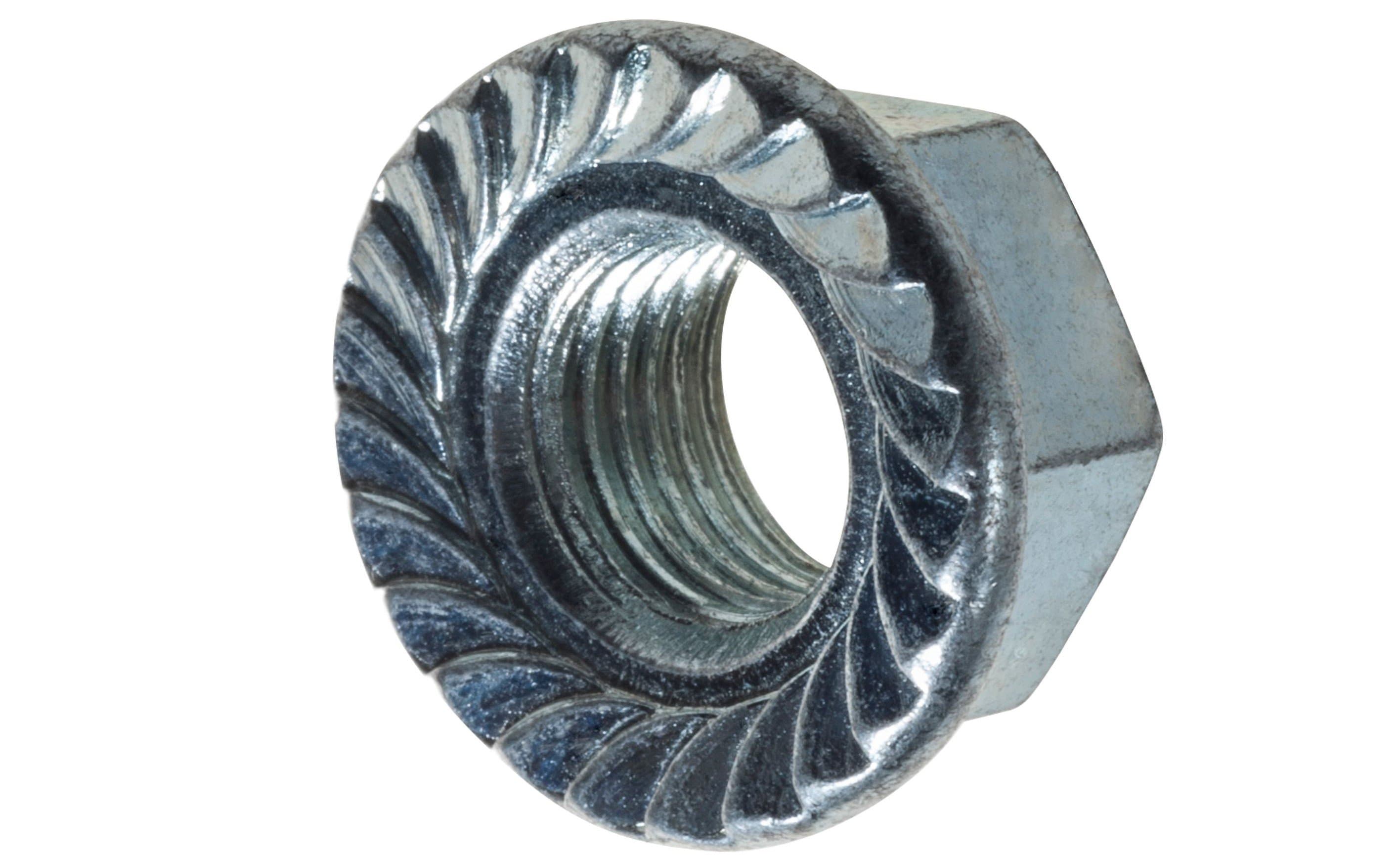 Artículo TUERCA HEXAGONAL FLANGE NF 18H GALVANIZADA 5/8 de nuestra sub línea TUERCA HEXAGONAL LIVIANA G2 NC NATURAL referente a la línea tuercas