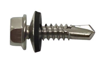 Artículo PIJA CABEZA HEXAGONAL PUNTA DE BROCA CON EMPAQUE INOXIDABLE 1/4X1 de nuestra sub línea PIJA MULTIUSOS PHILLIPS NEGRA referente a la línea pijas