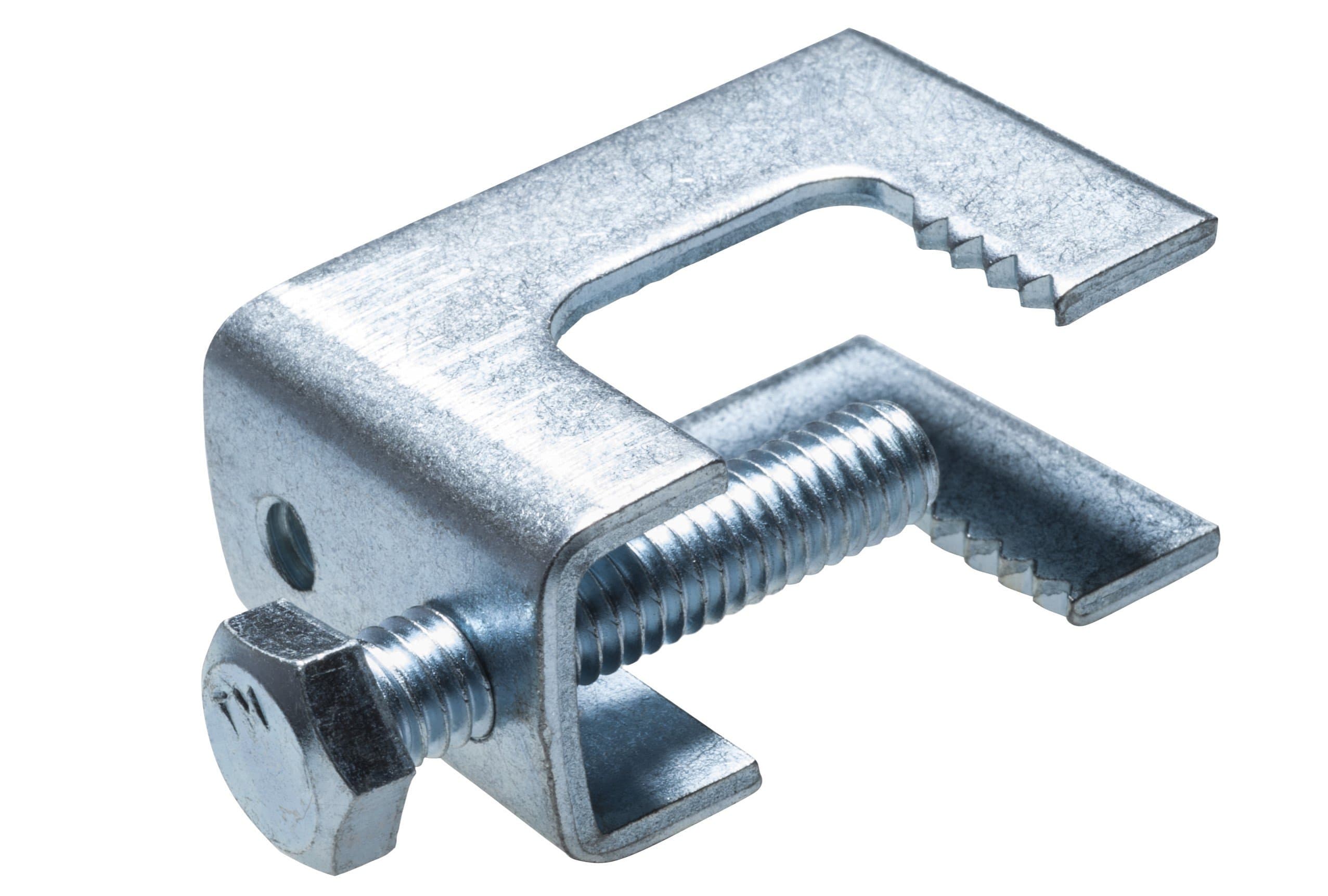 Artículo MORDAZA TROQUELADA CON TORNILLO GALVANIZADA 3/8X3/4 de nuestra sub línea UNICANAL SOLIDO CALIBRE 16 referente a la línea soporteria y sujecion