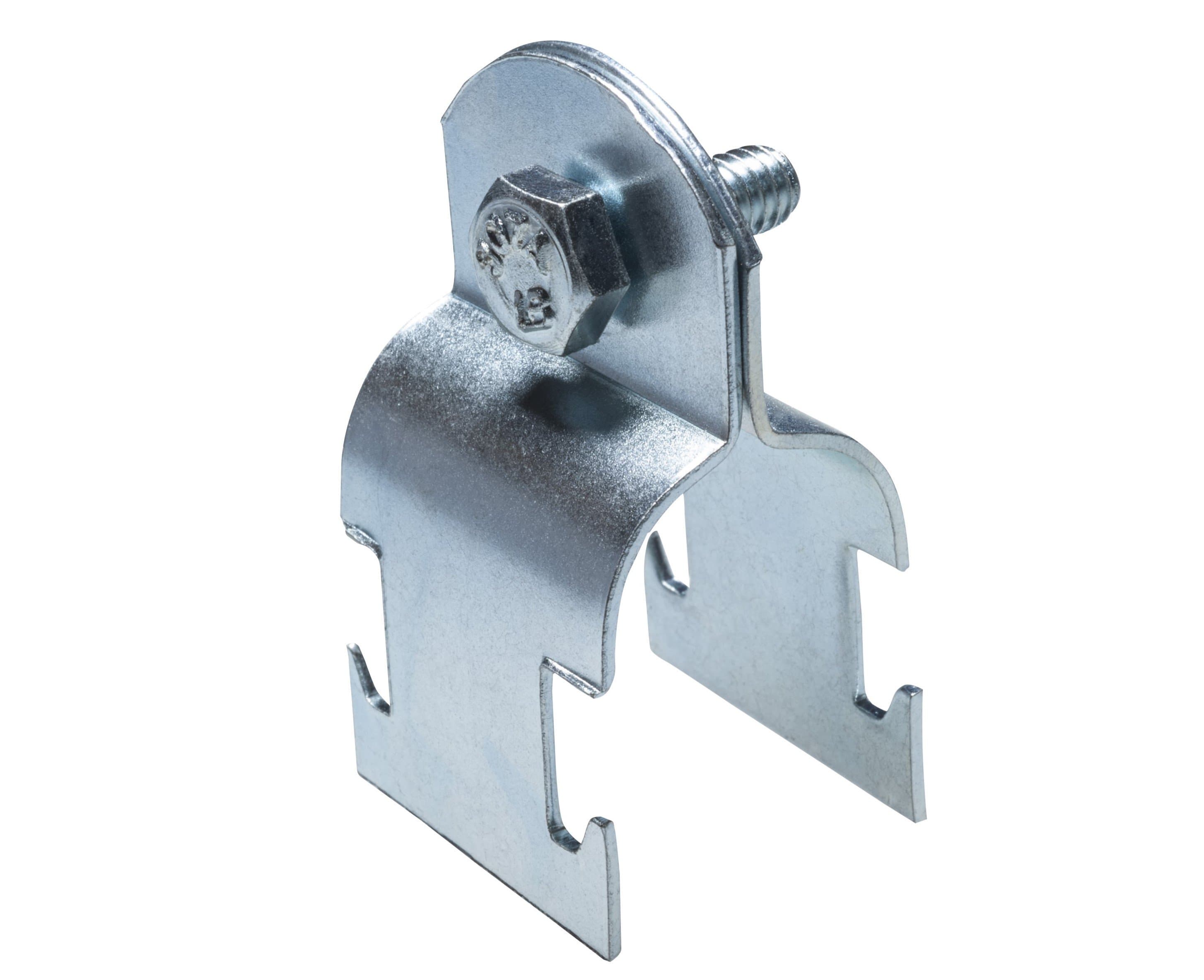 Artículo ABRAZADERA UNICANAL CON TORNILLO GALVANIZADA 1-1/4 de nuestra sub línea UNICANAL SOLIDO CALIBRE 16 referente a la línea soporteria y sujecion