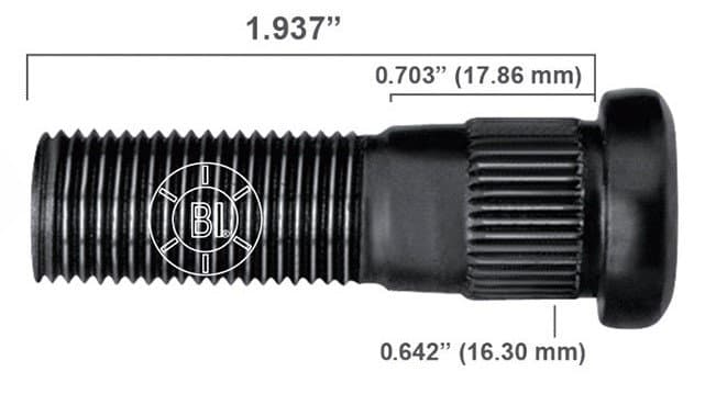 Artículo BIRLO RUEDA DERECHA 9/16-18X1.937 (49.20MM) BR10-011RP H11-098 1098-R de nuestra sub línea PERNO AGRICOLA referente a la línea automotriz
