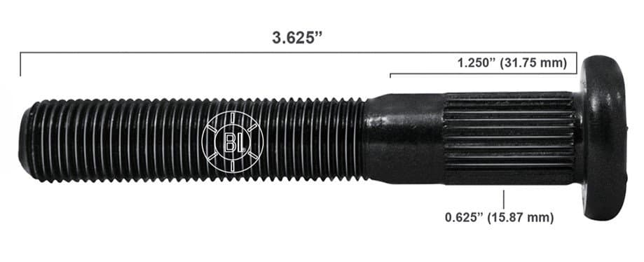 Artículo BIRLO RUEDA DERECHA 9/16-18X3.625 (92.08MM) BR10-024RP H11-158 1158-R de nuestra sub línea PERNO AGRICOLA referente a la línea automotriz