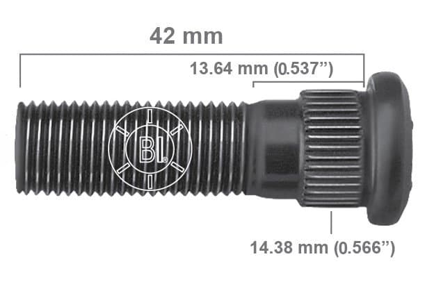 Artículo BIRLO RUEDA DERECHA M12-1.25X43.000 (1.69IN) BR40-009RP H44-162 H29-001 4162-R de nuestra sub línea PERNO AGRICOLA referente a la línea automotriz