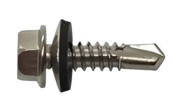 Artículo PIJA CABEZA HEXAGONAL PUNTA DE BROCA CON EMPAQUE INOXIDABLE 1/4X3/4 de nuestra sub línea PIJA MULTIUSOS PHILLIPS NEGRA referente a la línea pijas