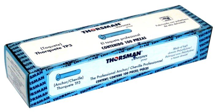 Artículo TAQUETE DE PLASTICO THORSMAN AZUL 3/8 de nuestra sub línea TAQUETE DE PLASTICO ANKER GRIS referente a la línea taquetes