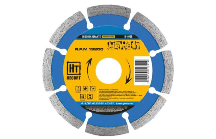 Artículo HECORT DISCO DIAMANTE SEGMENTADO 4.5 de nuestra sub línea ABRASIVOS referente a la línea adhesivos y abrasivos