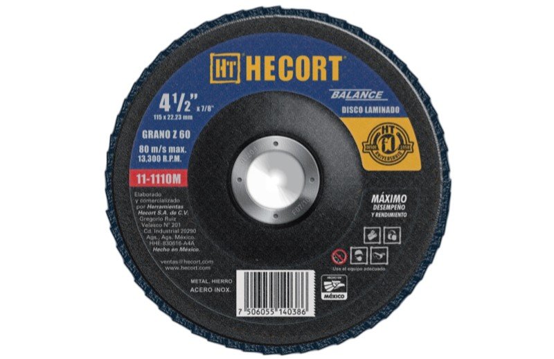 Artículo HECORT DISCO LAMINADO 4 1/2 X 7/8 T. 29 GRANO 60 de nuestra sub línea ABRASIVOS referente a la línea adhesivos y abrasivos