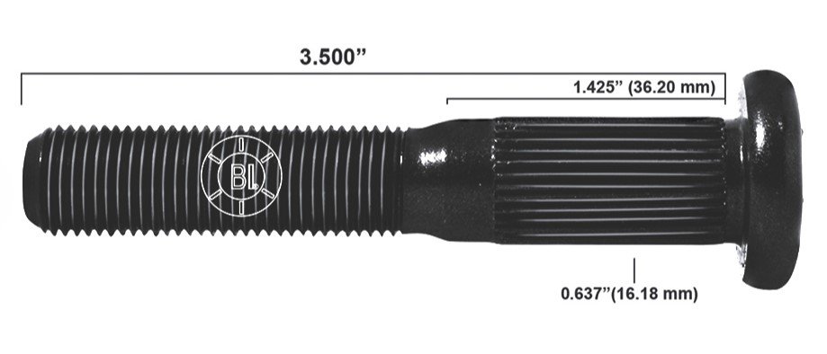Artículo BIRLO RUEDA DERECHA 9/16-18X3.500 (88.90MM) BR10-010RP H11-197 1097A-R de nuestra sub línea PERNO AGRICOLA referente a la línea automotriz