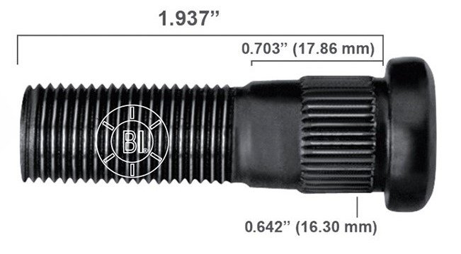 Artículo BIRLO RUEDA DERECHA 9/16-18X1.937 (49.20MM) BR10-011RP H11-098 1098-R de nuestra sub línea PERNO AGRICOLA referente a la línea automotriz