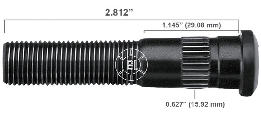 Artículo BIRLO RUEDA DERECHA 9/16-18X2.813 (71.44MM) BR30-008RP H33-037 3037-R de nuestra sub línea PERNO AGRICOLA referente a la línea automotriz