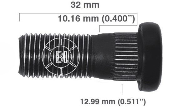 Artículo BIRLO RUEDA DERECHA M12-1.25X32.000 (1.26IN) BR40-014RP de nuestra sub línea PERNO AGRICOLA referente a la línea automotriz